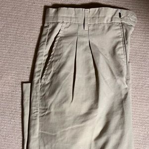 Pleated beige straight leg work pants